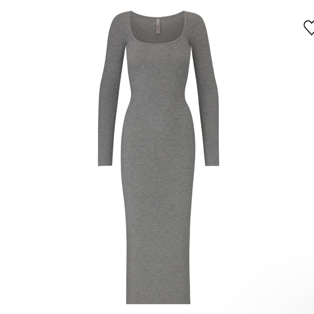 SKIMS Gray Lounge Long Sleeve Maxi Dress S